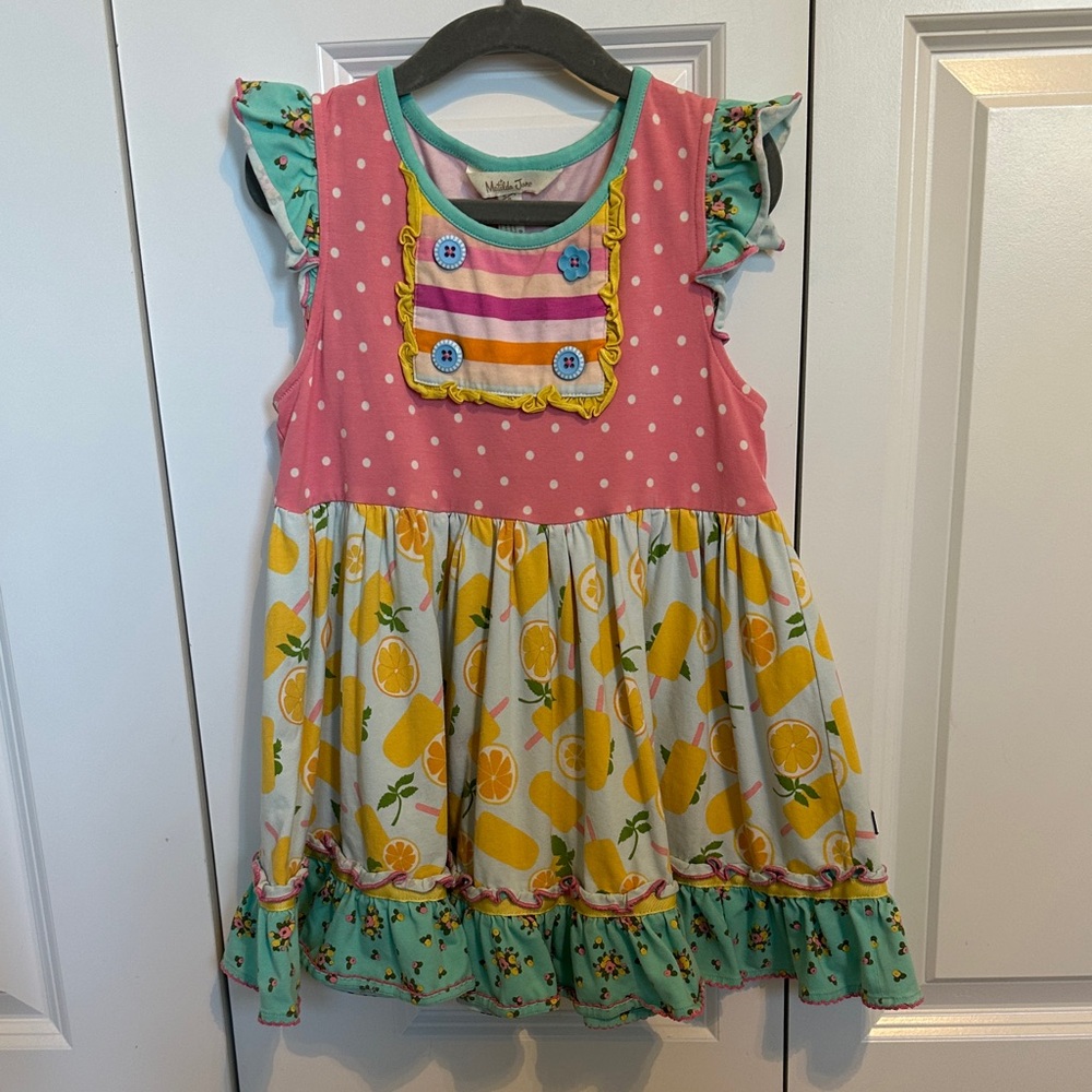 Matilda Jane Striped Dress with Floral Tunic with Buttons